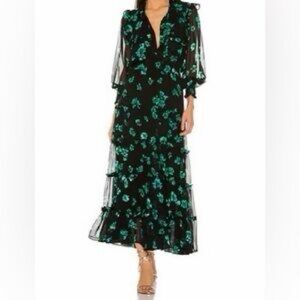 Misa Los Angeles Regina Dress in Emerald Floral small